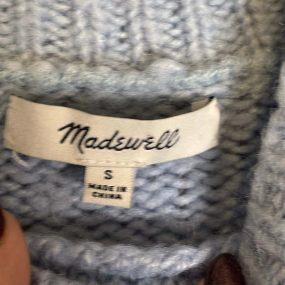 Madewell Alpaca Wool Cable Knit Mock Neck Sweater Gray Women’s Small - Picture 4 of 8